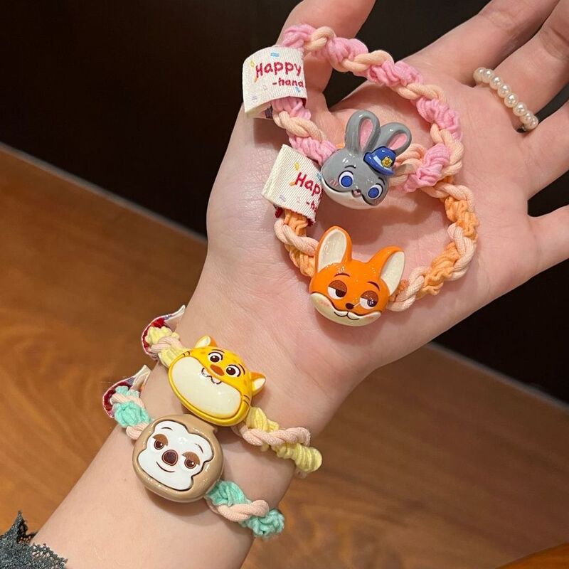 Cartoon Fabric Label Zootopia Judy Nick Hair Tie for Girls, High Elasticity Braided Hair Band, Versatile Hair Rope Cartoon Fabric Label Zootopia Judy Nick Hair Tie for Girls, High Elasticity Braided Hair Band, Versatile Hair Rope