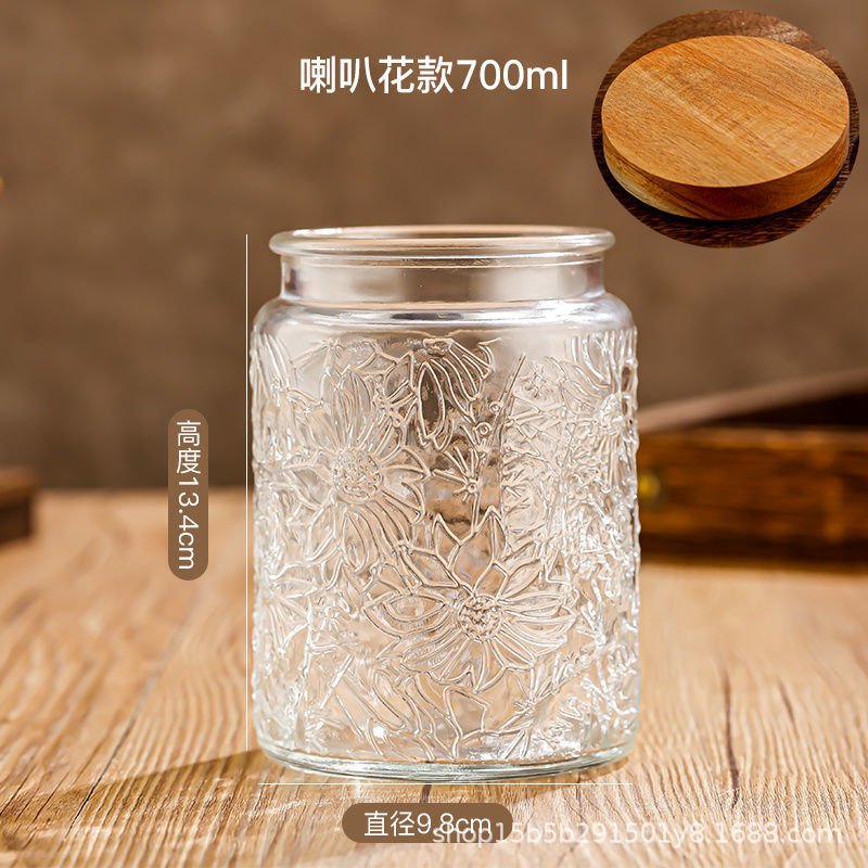 Chino retro Begonia flor vidrio sellado tarro caramelo snack tarro de almacenamiento frutos secos tuerca de almacenamiento tarro