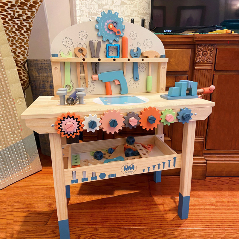 蒙氏玩具0-6儿童木制螺母拆装工具台男孩过家家仿真维修工具toys