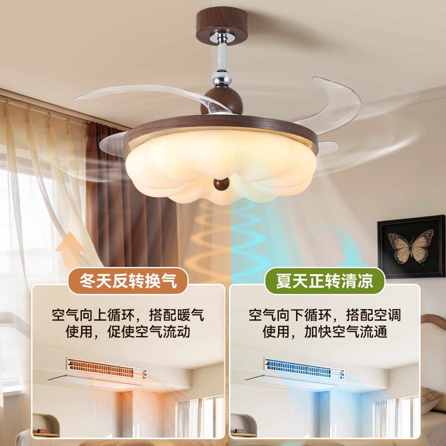 2026 nuevo ventilador de techo de estilo medieval de la sala de estar ventilador de ventilador silencioso del viento L002