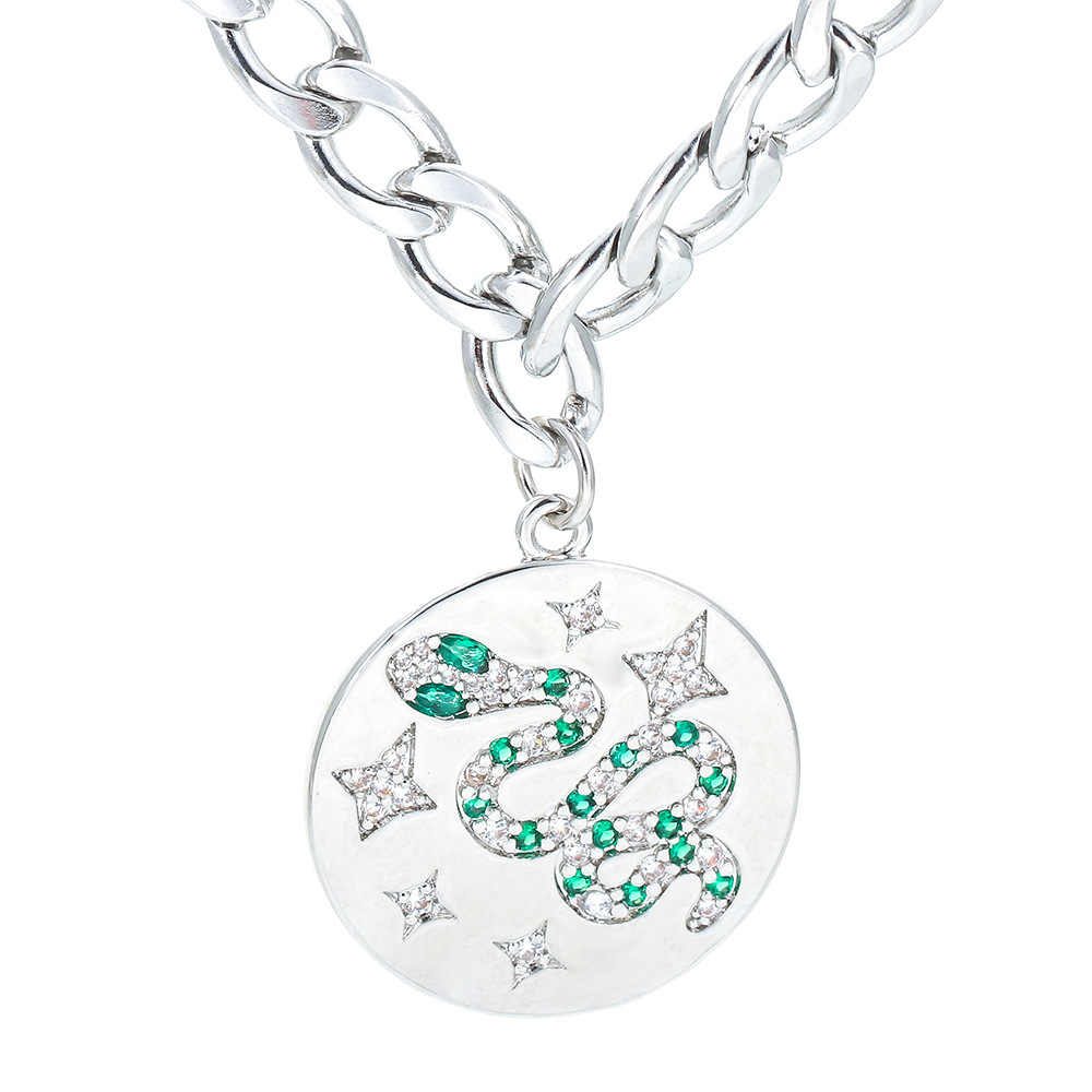 Fashion Snake Copper Plating Rhinestones Pendant Necklace