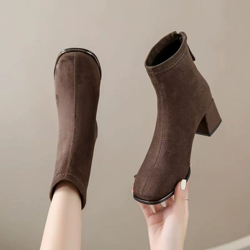 Ботинки‑челси (Martens) с высоким флисом и эластичным верхом, демисезонные, французский стиль, 35–40