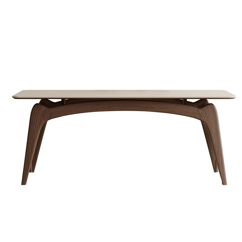 Mesa y silla de comedor de roca de Delifeng combinación rectangular moderna y simple casa pequeña crema viento mesa de comedor de madera de cera blanca