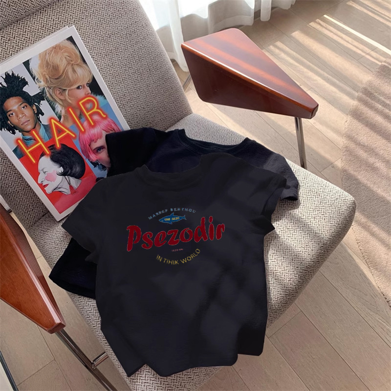 夏の新しい漫画レタープリントデザイン半袖 Tシャツ女性のためのカジュアル多用途甘いホットガール半袖トップ Tシャツ女性|undefined