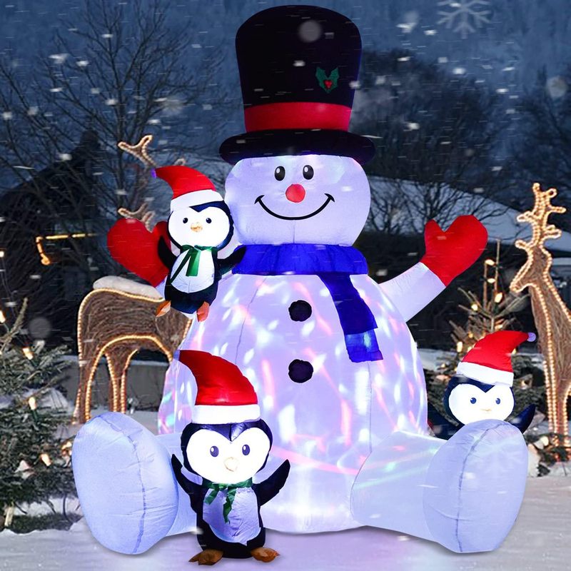 クロスボーダークリスマスパーティー装飾新しい大型クリエイティブかわいい漫画発光インフレータブル雪だるま人形装飾品|undefined