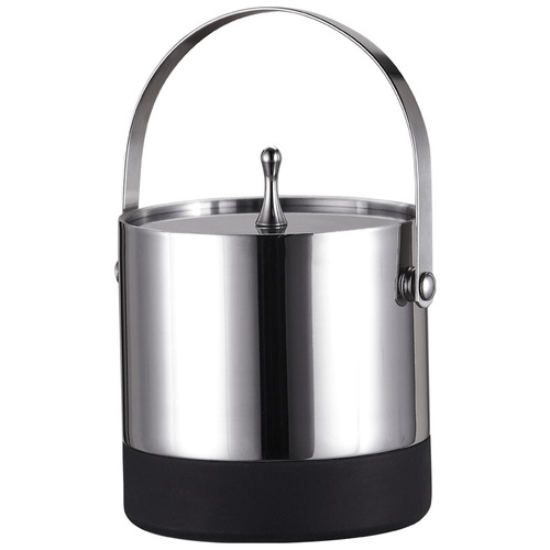 Stainless steel double-layer ice bucket, ice cube bucket, creative household anti-slip silicone ice wine bucket, bar KTV beer ice bucket
