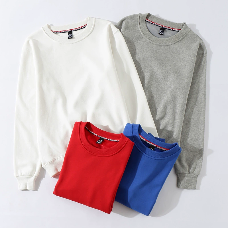 Свитер Логотип осень и зима однотонный круглый вырез на флисовой подкладке Свитер комбинезон с длинным рукавом рекламная печать вышивка оптом