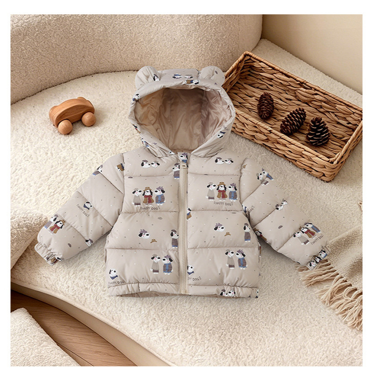Chaqueta con Capucha Infantil con Dibujos de Fibra de Poliéster, Con Capucha, para Invierno