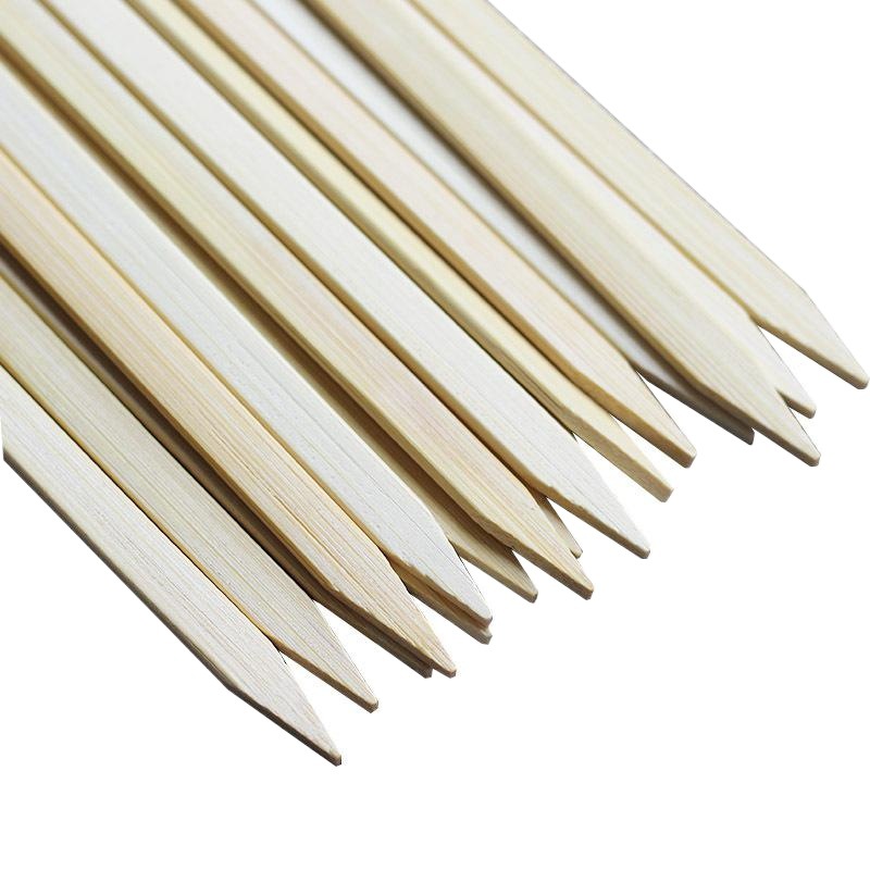 Escarcha verde pinchos de bambú plana pinchos de cordero palo plano desechable palo de barbacoa palo de bambú plana