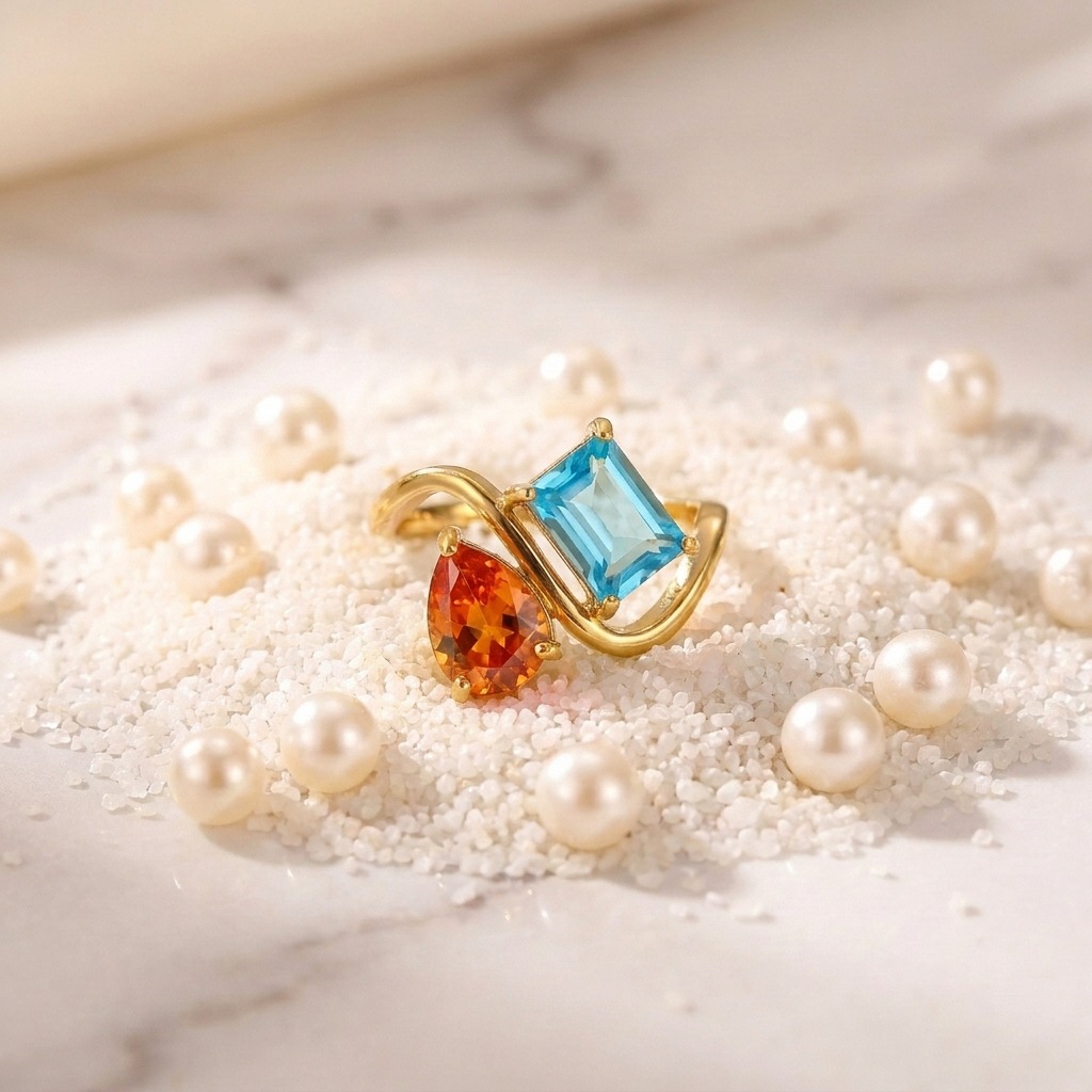 12 Birthstone Ring Replaceable Colored Gemstone Ring Luxury Titanium Steel Gold Plated Ring Women