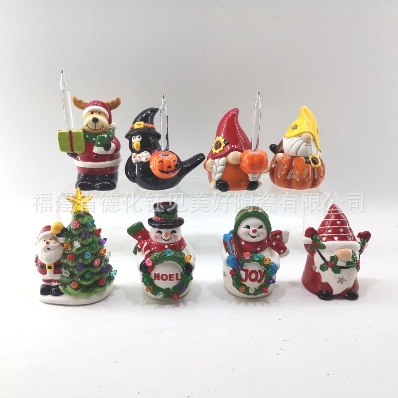 UL US standard 360° rotating plug ceramic Christmas tree snowman…