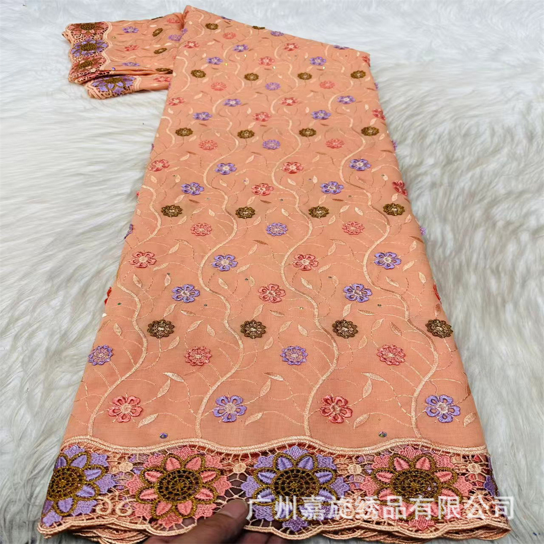 Tela de encaje con bordado de flores de estilo étnico colorido, tela de encaje para vestido de moda de verano