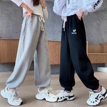 女童秋冬款加绒裤子儿童外穿休闲长裤中大童洋气运动裤保暖卫裤