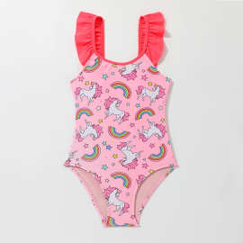 2026新款跨境女童连体泳衣宝宝小童游泳装独角兽儿童比基尼泳装