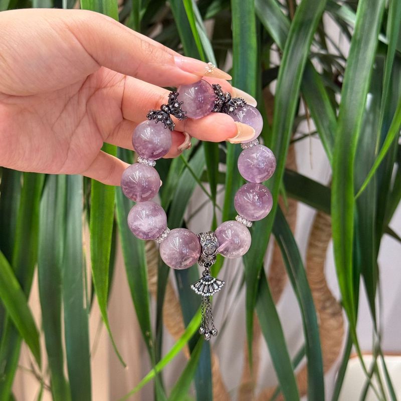 天然紫水晶手链大颗粒紫兔毛扇子流苏手串女设计高级感闺蜜礼物|undefined