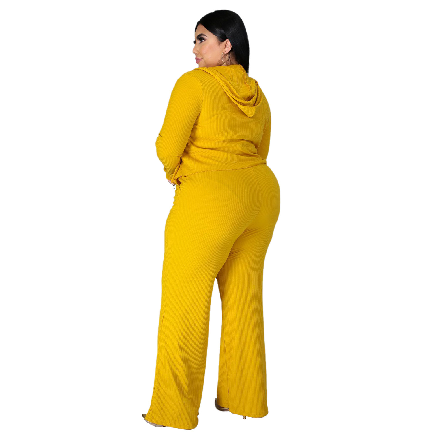 women plus size sweatshirt tube top bell-bottoms three-piece lounge set nihaostyles clothing wholesale NSBMF80103