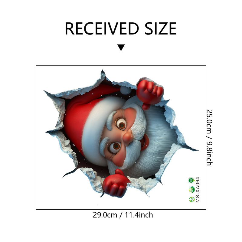 クロスボーダーMS-XA064クリスマスクリエイティブ壊れ壁漫画サンタクロースリビングルームルーム背景壁装飾ウォールステッカー|undefined