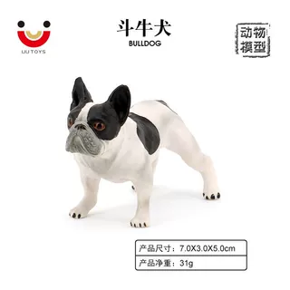 跨境仿真动物模型实心儿童玩具宠物犬斗牛犬 早教认知模型摆件