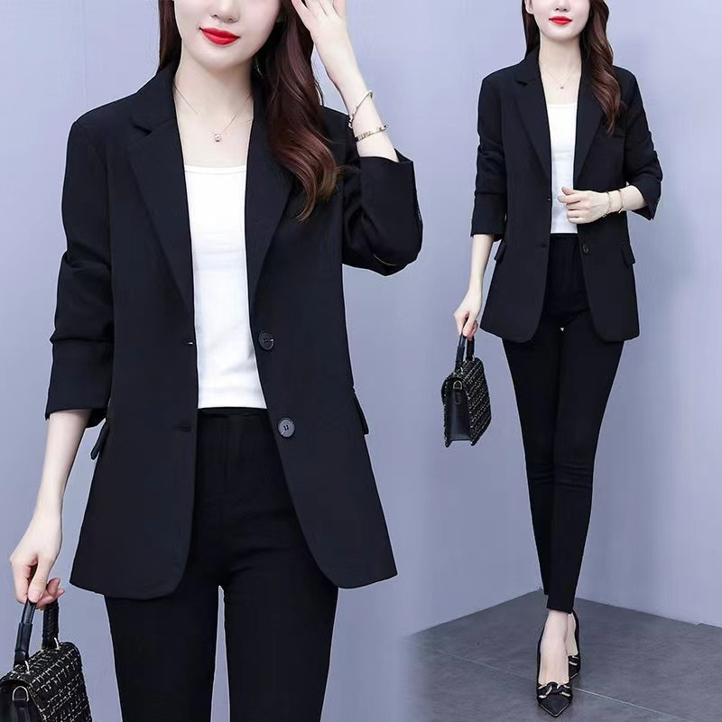 plus size Suit Women's Spring and Autumn New chubby girl Korean Fashion Business Wear All-match Slim Look Suit Jacket