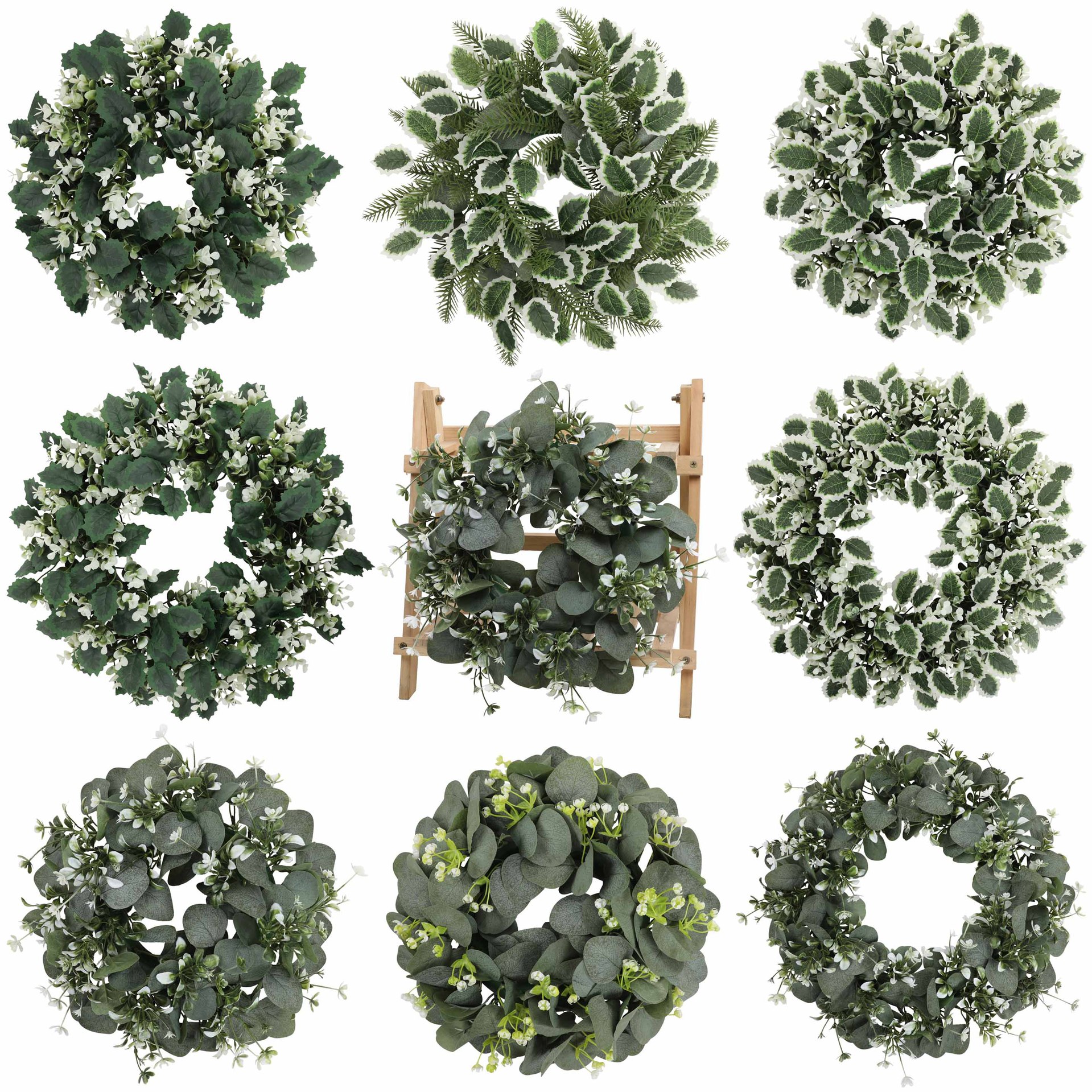 仿真綠植 跨境仿真植物尤加利假花環 家居餐桌派對裝飾花環