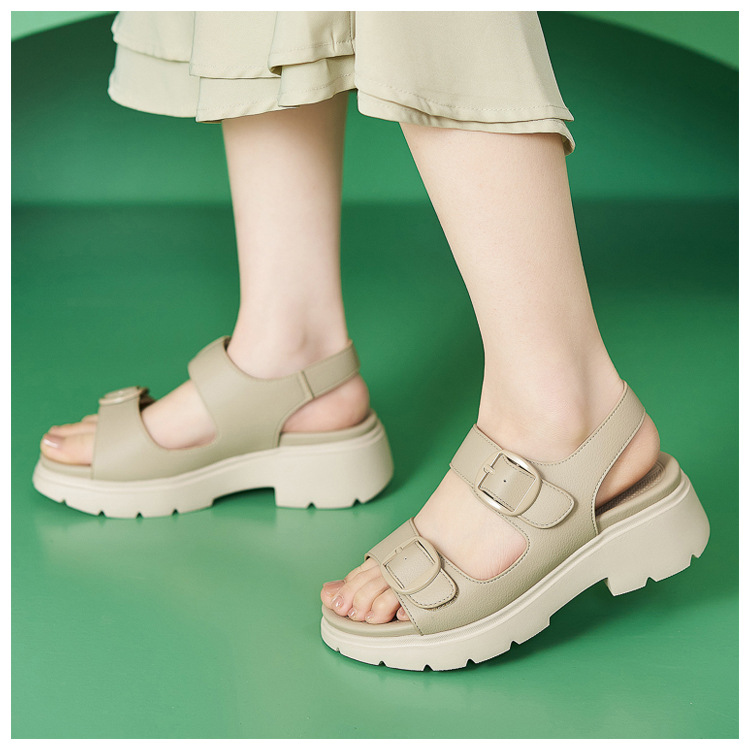Sandal nữ quai ngang khóa kim loại đế xuồng cao gót 9 cm — màu đen, màu hồng, màu mơ chi tiết 7