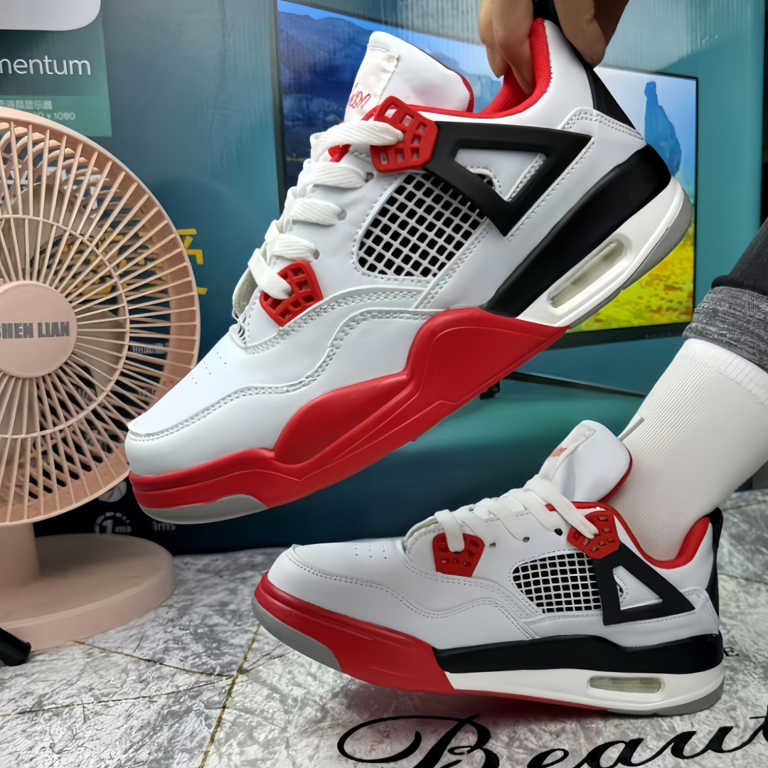 New Flame Red Basketball Shoes with Non-slip and Wear-resistant Design, Unisex Casual Running Shoes with Air Cushion, Student Basketball Shoes