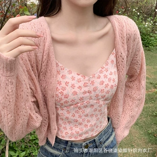 法式碎花小吊带背心女内搭带胸垫辣妹设计感小众打底抹胸外穿上衣