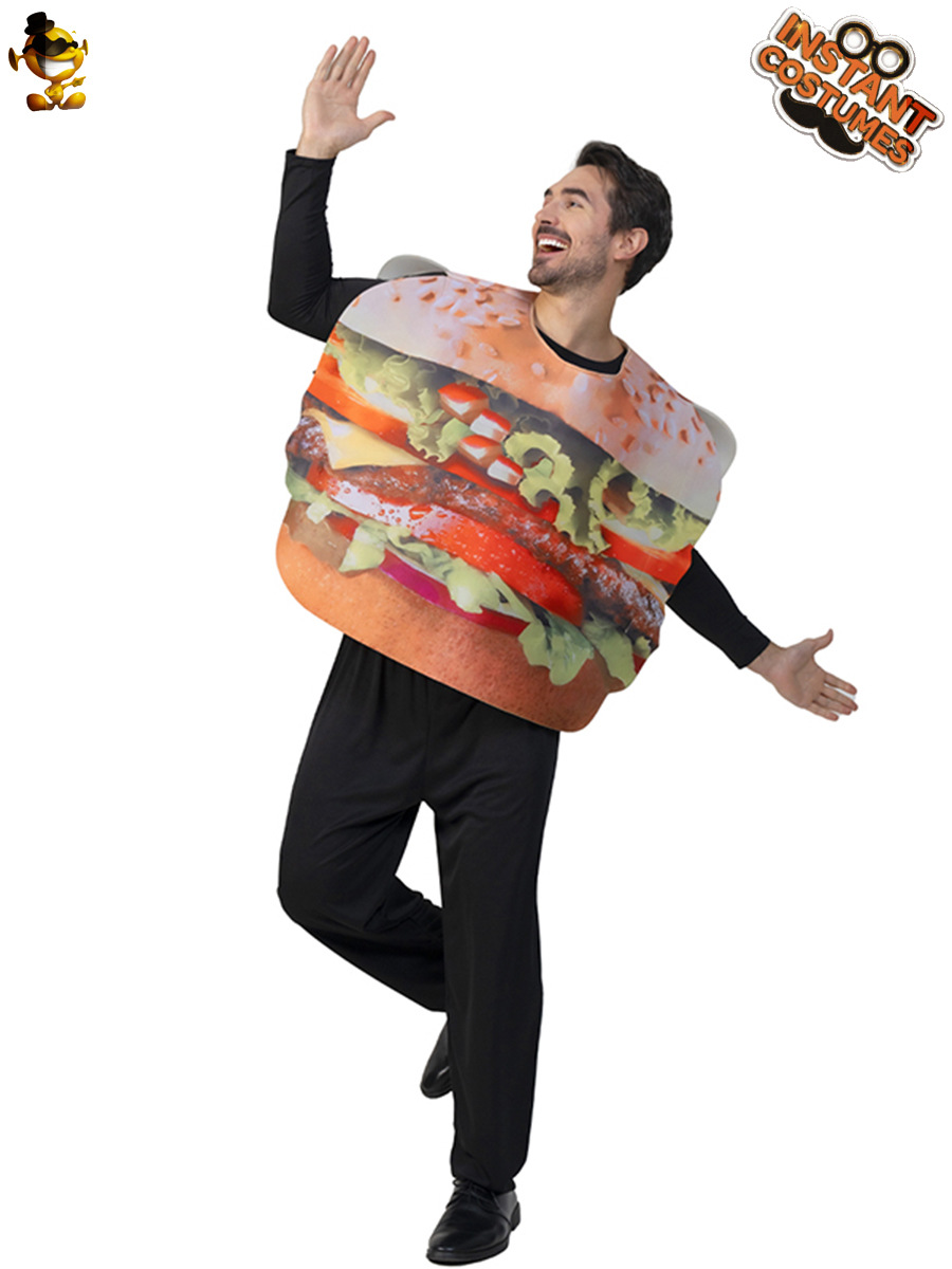 Halloween padres-hijos hamburguesas espectáculo de escenario vestido de baile de maquillaje cosplay papas fritas traje de juego de rol