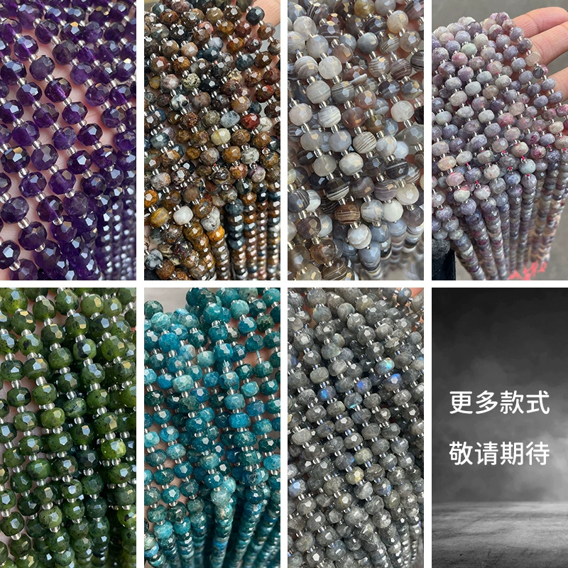 Натуральные каменные многоугольные круглые бусины, 8×6 мм, ~46 шт на нити, assorted gemstones