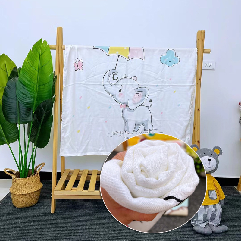 婴儿浴巾竹纤维纱布超柔吸水夏季薄款新生宝宝裹巾2层洗澡毛巾