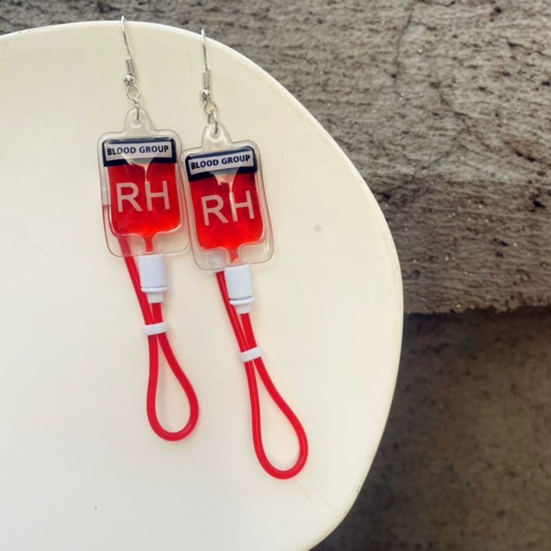 Креативные и забавные Harajuki Simulation Plasma Blood Blood Blood type серьги подкультура Y2K горячая девушка личность серьги на шее
