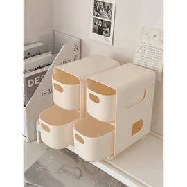 双层桌面收纳盒抽屉式大容量ins学生宿舍书桌上置物架杂物整理