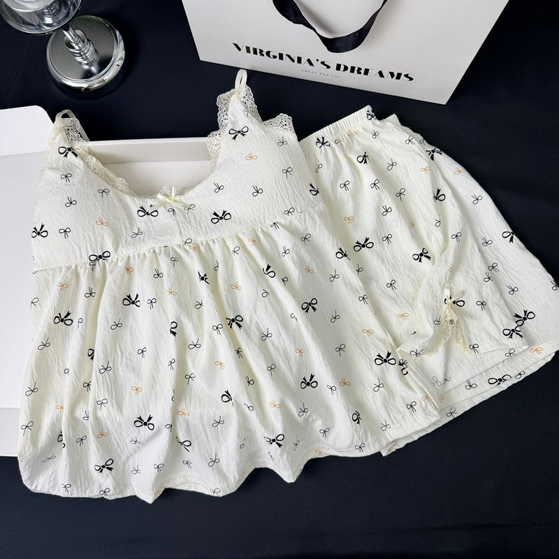 Al por mayor transfronterizo con cojín de pecho pijama de verano nubes de algodón se puede usar con pantalones cortos de dibujos animados conjunto de ropa de casa