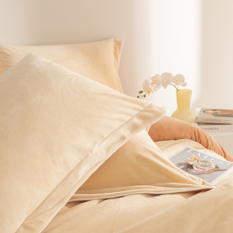 2024 nuevo juego de cama de terciopelo de leche de cuatro piezas de terciopelo de invierno de doble cara de terciopelo de coral grueso funda de edredón ropa de cama