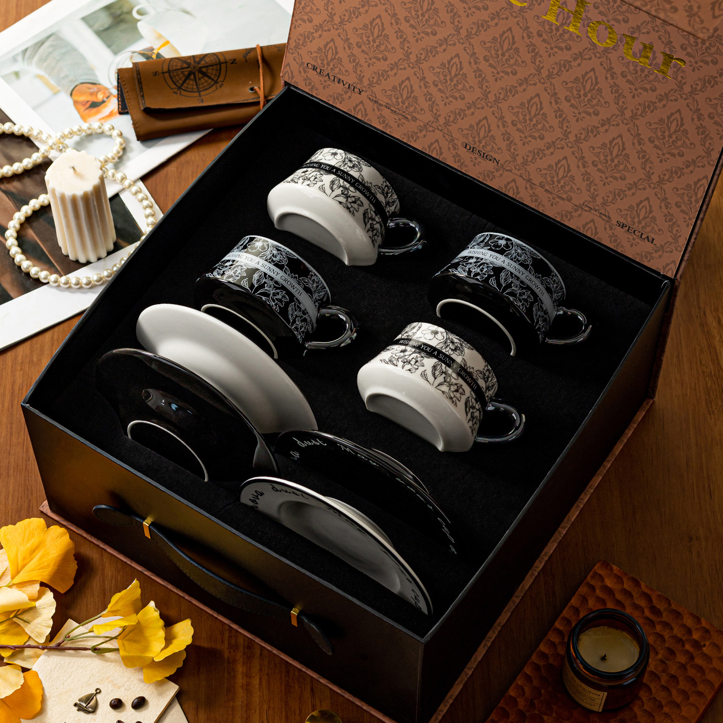 Coffee Cup and Saucer Gift Box Set, Exquisite High-End Afternoon Tea Coffee Cup, Light Luxury and High-End Feel, Housewarming Gift