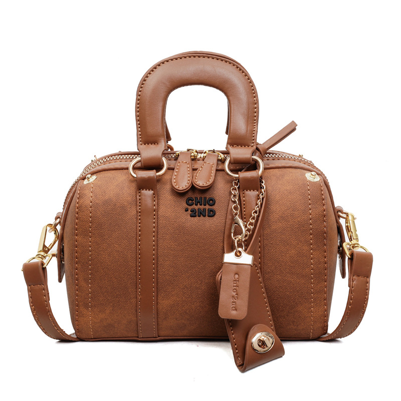 Fashion Contrast Patchwork Boston Handbag 2025 New Arrival Women's Designer Bag Versatile Minimalist Shoulder & Crossbody Bag - Thumbnail 7