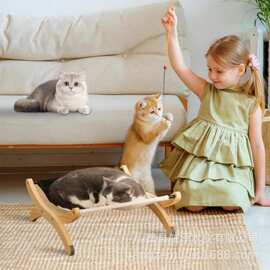 日系木质宠物床家居室内宠物玩具摇床摇椅实木猫咪午睡窝猫吊床