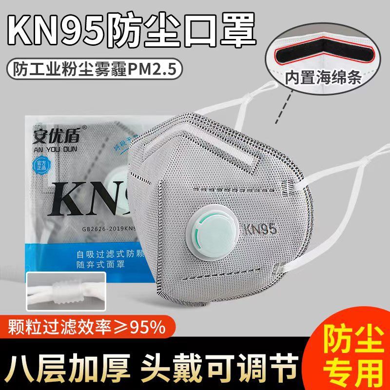 KN95头戴式口罩kn95活性炭防尘装修车间灰尘工地用防护升级