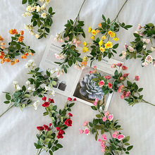 跨境仿真迷你玫瑰森系假花材料婚庆影楼花艺摆件鲜花花束厂家直销