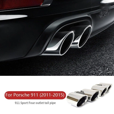 For 11-22 Porsche 991 911 Car Stainless Steel Exhaust Pipe Muffler Tail Pipe Tail Throat (Car muffler) - 11-15-silver-tail-throat