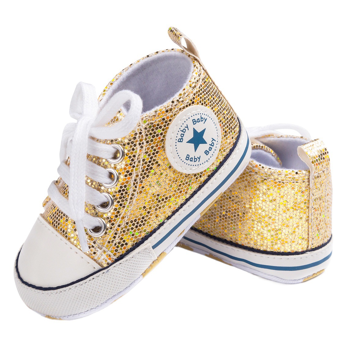 Primavera y otoño multicolor lentejuelas Bebé Zapatos de lona de suela blanda zapatos de bebé zapatos de niño D036