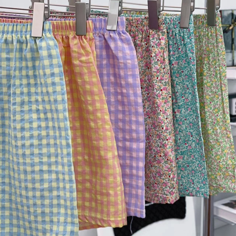Summer Home Shorts Women's Floral Print High Waist Slimming Wide Leg Pants Sports Casual Pants Loose Plaid Pajama Pants Summer Home Shorts Women's Floral Print High Waist Slimming Wide Leg Pants Sports Casual Pants Loose Plaid Pajama Pants