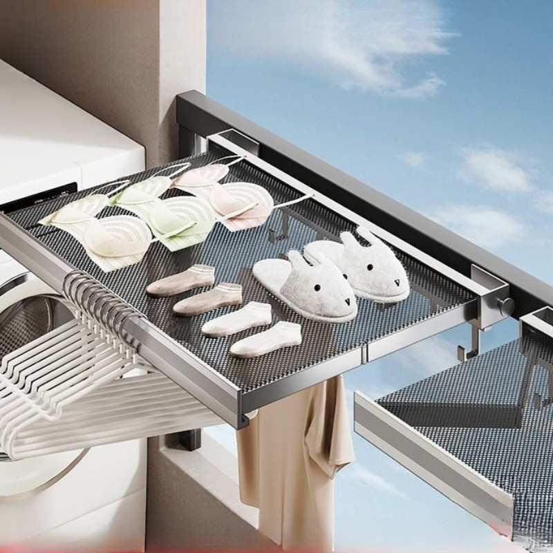 Balcony clothes drying rack window space aluminum drying net folding…