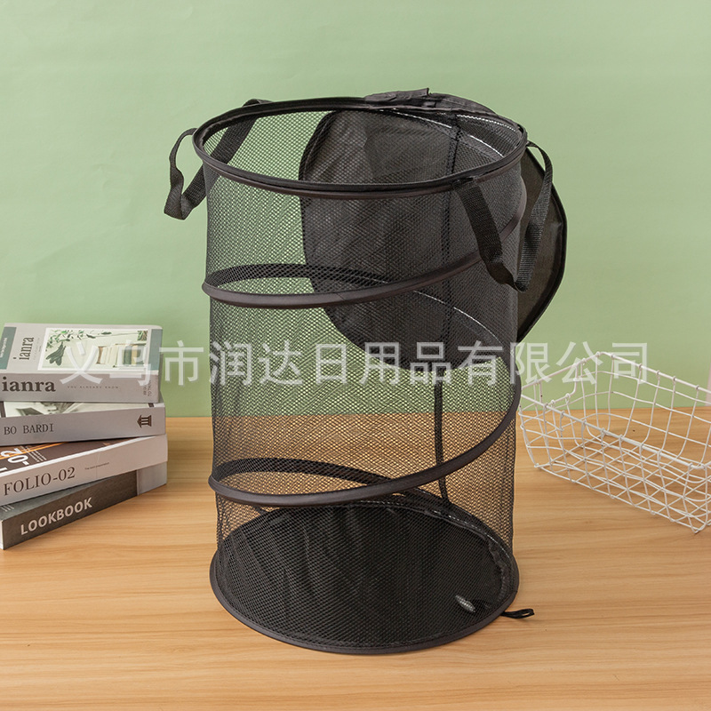 Gran capacidad de malla poliéster Oxford tela almacenamiento cesta almacenamiento portátil plegable cesta lavandería en stock