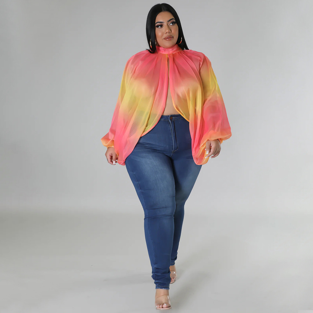 252g Weight Long Sleeve Sleeve Length Regular Sleeve Sleeve Type Spandex, Polyester, Chiffon Fabric Type Long Top Length Blouse Tops Type Daily, Street Occasion Round Neck Neckline Regular Fit Fit Type Color Block Pattern Spring&Summer Season Streetwear Style Blouse Long Sleeve Plus Size Tops Streetwear Color Block 48