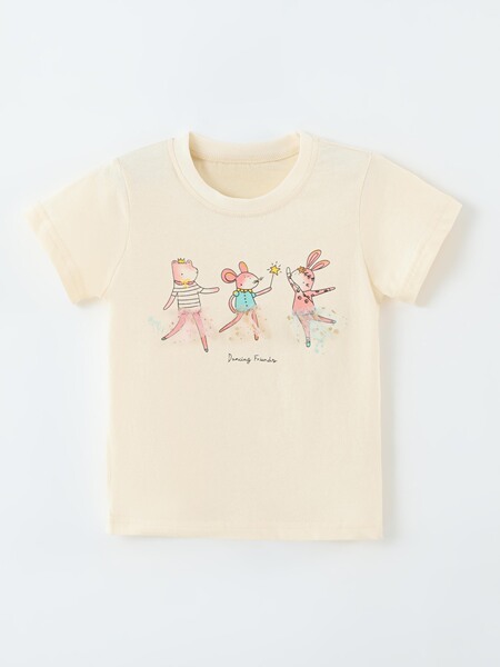 Summer children's short sleeve T-shirt with a round collar