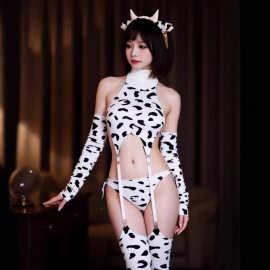 性感奶牛制服诱惑激情免脱三点式可爱性感套装出片