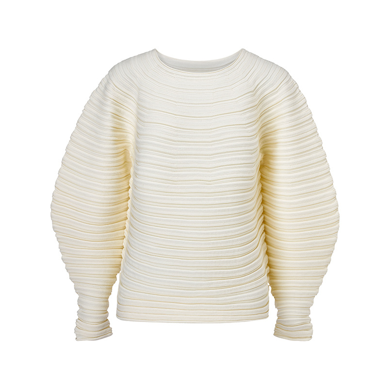 韓国風プリーツセーター25冬新作ラウンドネックゆったり型半袖長袖ニットセーター柔らかく高級感がありシンプルです。