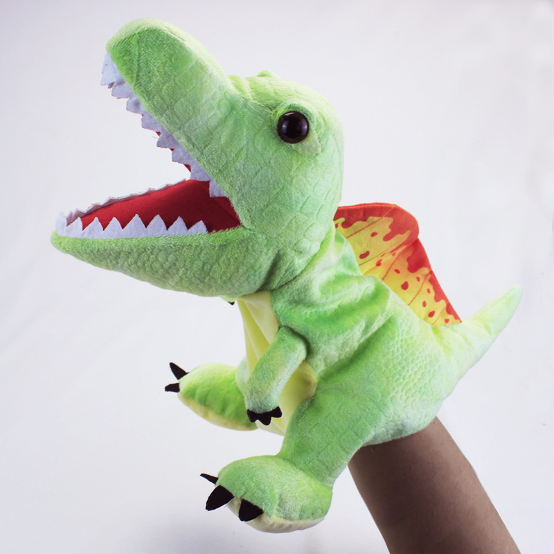 Dragón año dinosaurio en stock juguete de peluche Canglong animal educativo muñeca de títeres kindergarten historia contando apoyos muñeca