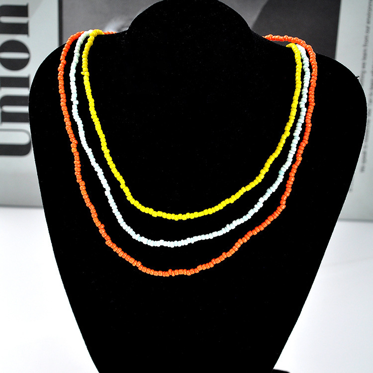 New Casual Style Multi-layer Bead Color Short Necklace Set display picture 3